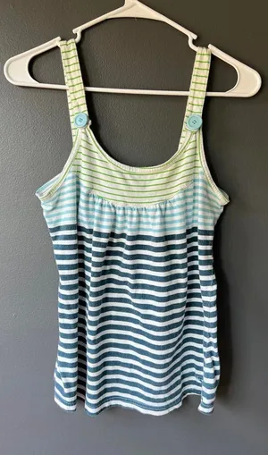 Roxy Striped Button Strap Tank Top Size Large thumbnail 1