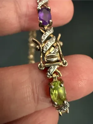 Ross Simons 925 Gold Over Sterling Silver Vermeil Multicolored Gem 7.5” Bracelet thumbnail 6