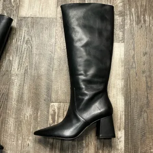 Jessica Simpson Black Knee-High Leather Women's Boot Size 9.5 Wide Calf thumbnail 12