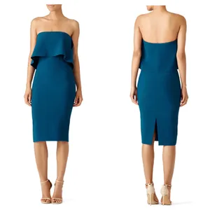 Likely Driggs Strapless Cocktail Dress Size 8 Knee Length One Shoulder Blue thumbnail 2