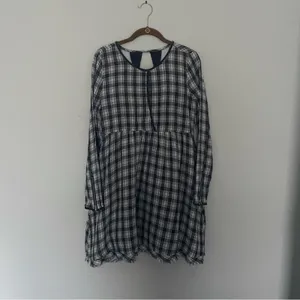 Paper Crane Navy Plaid Mini Dress NWT thumbnail 2