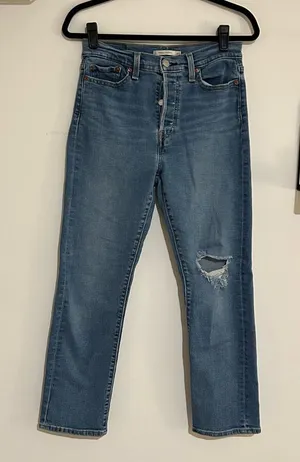 Levi’s Wedgie Straight‎ Distressed Denim Blue Jeans Size 29 thumbnail 1