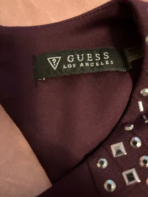 Guess Los Angeles Deep Plum Rhinestone Details Bodycon Dress Glam Date-night thumbnail 2