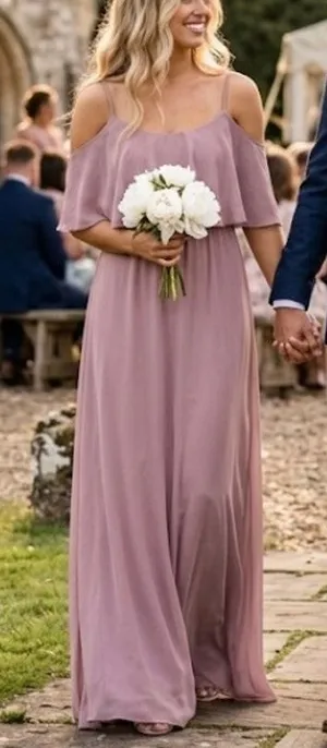 Show Me Your Mumu Caitlin Maxi Dress Antique Rose Ruffle Bridesmaid Medium thumbnail 1