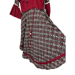 Celestia Designs‎ Maroon Cambric Cotton Floral Printed Kurta Dress Size L thumbnail 5