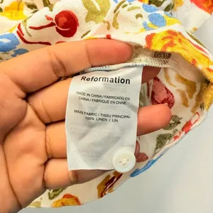 Reformation Lennie Linen Shirt Spring Summer Fruity‎ Floral Small thumbnail 4
