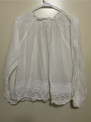 Zadig & Voltaire White Boho Lace-Trim Peasant Blouse thumbnail 3
