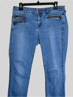 Free People Blue Skinny Jeans with Zip Pocket Detail thumbnail 3