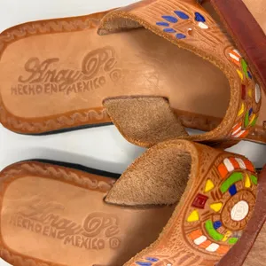 Amay Pe Women's Handmade Mexican Huarache‎ Colorful Embroidery Sandals Size 3 thumbnail 5
