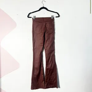 Edikted Luna Faux Leather Flared Jeans Small Brown Retro Fall thumbnail 3