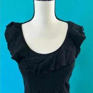Intimately free people black ruffle sleeve bodysuit in size medium thumbnail 2