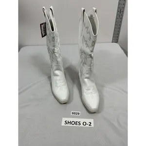 Womans Ixu Pullon Knee High Cowgirl Boots 8 White Embroidered Heel NWT thumbnail 4