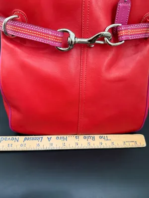 Rare Vintage Authentic COACH 9286 Leather Red-Orange/Pink Hampton Carryall Tote thumbnail 9