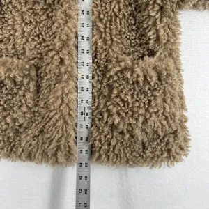 ZARA BASIC Teddy Fleece Jacket Brown Collar Buttons Pockets Women Size‎ S thumbnail 4