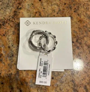NWT Arden Triple Ring Set Silver White Crystal size 6 thumbnail 4