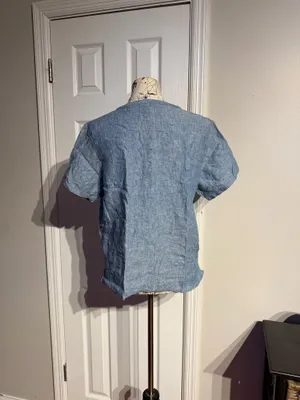 NWOT Orvis 100% Linen Henley relax fit button placket Light Blue Shirt Sz M minimalist thumbnail 3