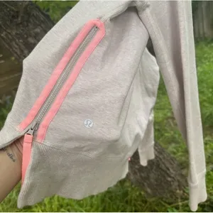 Lululemon Rejuvenate Pullover Sweatshirt Ivory Cream Pink Side Zip Top Women's 6 thumbnail 2