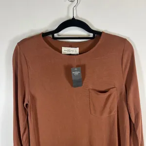 Abercrombie & Fitch Womens Long Sleeve‎ Pocket Tee Terracotta Brown Tunic Top M thumbnail 2