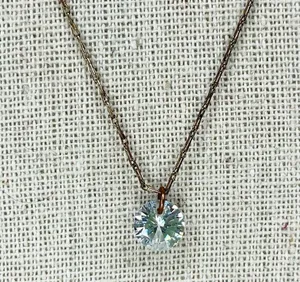 Gold Tone Rhinestone Pendant Chain Link Necklace thumbnail 1