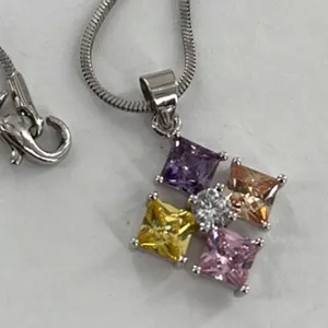 Boutique Sterling silver CZ pendant necklace. thumbnail 2