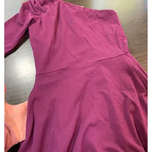 Pact One Shoulder Midi Dress‎ XS Purple Organic Cotton Stretch Long Sleeve thumbnail 8