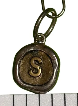 Waxing Poetic Camp Charm Initial S Pendant Sterling Silver Brass Mixed Metal 925 thumbnail 1