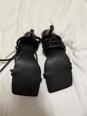 Pretty Little Thing Black Lace-Up Heels thumbnail 2