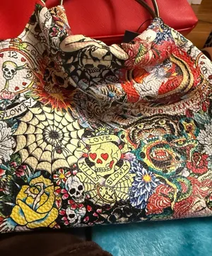 Ed Hardy Love Kills Slowly Graphic Print Tote Bag thumbnail 1
