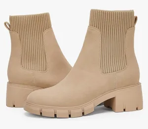 Suede Platform Boots Tan Size 9 thumbnail 1