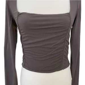 Wilfred by Aritzia Square Neck Ruched Long Sleeve Top — Medium thumbnail 4