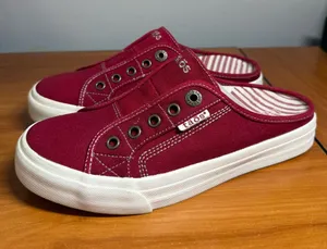 Taos EZ Soul Slip On Canvas Sneaker‎ Shoe Backless Red Comfort Loafer Mule W7.5 thumbnail 1