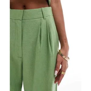 Abercrombie & Fitch Sloane Co-ord Linen Blend Wide Leg Trouser Size 12/31 Green thumbnail 8