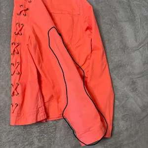 Lace Up Grommet Jacket Womens L Orange‎ Festival Y2K Biker Western Statement thumbnail 7
