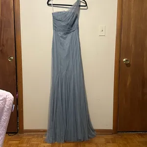 Monique Lhuillier Bridesmaid‎ One Shoulder Gown Sea Tulle 450390 Size 2 thumbnail 5