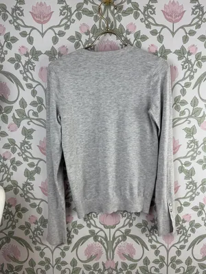 Sunday Best by Aritzia Light Gray Knit Sweater with Button Detail - Size - Small thumbnail 4