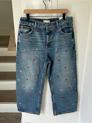 Free People We The Free Deep Trance Heart Embroidered Dropped Boyfriend Jeans thumbnail 3