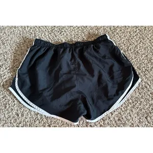 NIKE DRI-FIT Women's‎ Black White Running Gym Shorts w/Liner Size L thumbnail 6