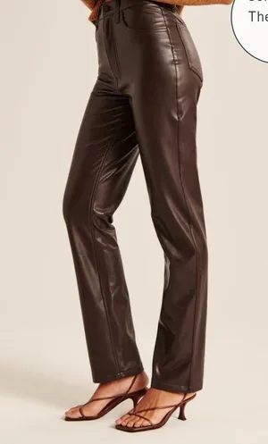 Abercrombie & Fitch Vegan Leather 90s Straight Pant size 8 thumbnail 5