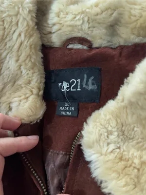 Rue 21 Y2K Brown Leather Jacket with Cream Shearling Trim thumbnail 3