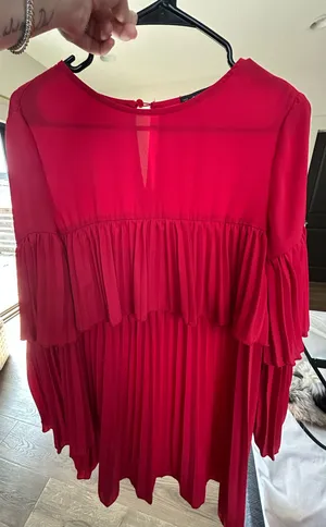 SheIn Red Flowy Long Sleeved mini Dress thumbnail 2