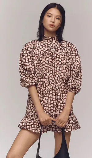 Anthropologie | Long-Sleeve Mock-Neck Swing Mini Dress, M thumbnail 1