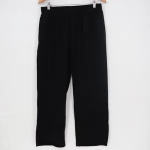 Sweatpants Womens Large Black Pleated Slash Pockets Elastic Waist Straight Leg thumbnail 2