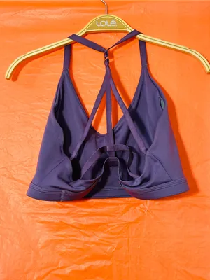 Nike Deep Purple V-Neck Sports Bra with Gold Logo thumbnail 3