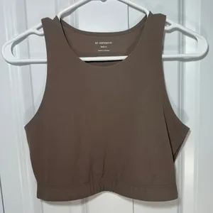 REI Co-op Tank Top Womens Medium Brown High Neck Crop Activewear Smoothing Yoga thumbnail 1