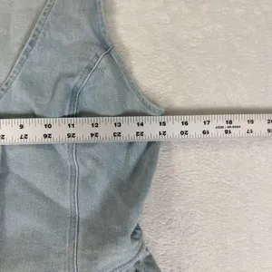 Amanda Uprichard Denim Jumpsuit Light Wash Wide Leg Sleeveless V-Neck Medium thumbnail 4