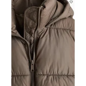 HM Ultralight Hooded Puffer Jacket Womens Small Chocolate Brown Quilted Coat thumbnail 2