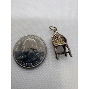 Vintage Sterling Silver Chair Charm Miniature Furniture Pendant 1.84g thumbnail 8