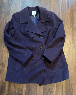 Croft & Barrow Plum Double Breasted Pea Coat size 1X thumbnail 1