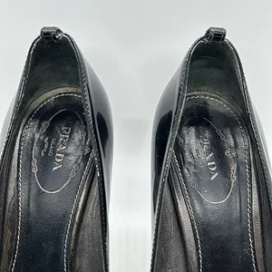 Prada Authenticated Black Patent Leather Stiletto Heel Shoes **Sz 38/US Size 8** thumbnail 4