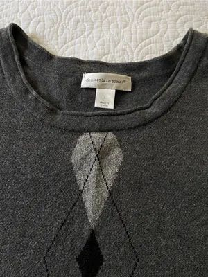 Christopher and Banks 100% Cotton Argyle Sweater Vest Size Large Preppy thumbnail 6